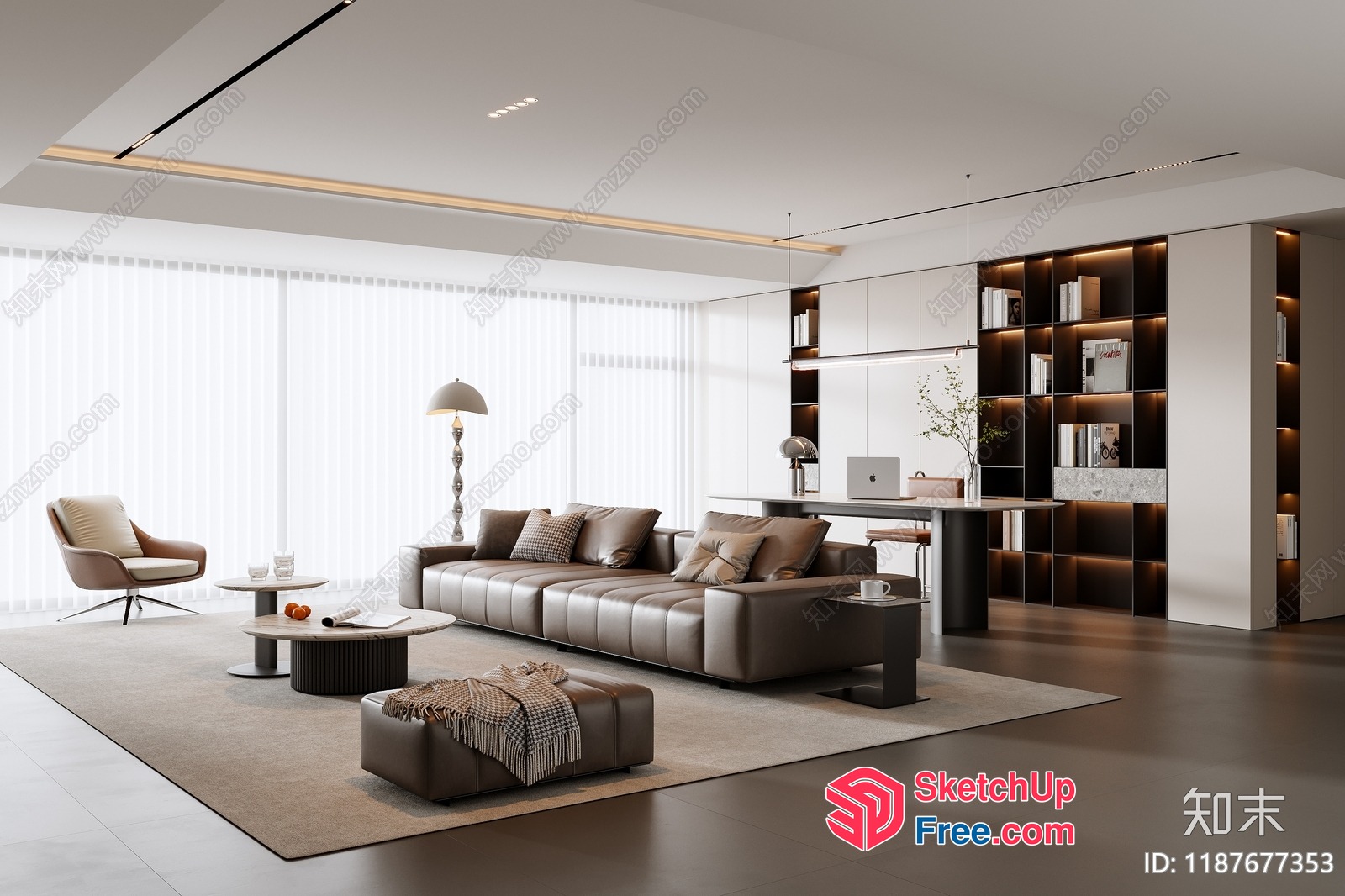 Modern Minimalist Living Room With Sleek Furniture 3D SketchUp File