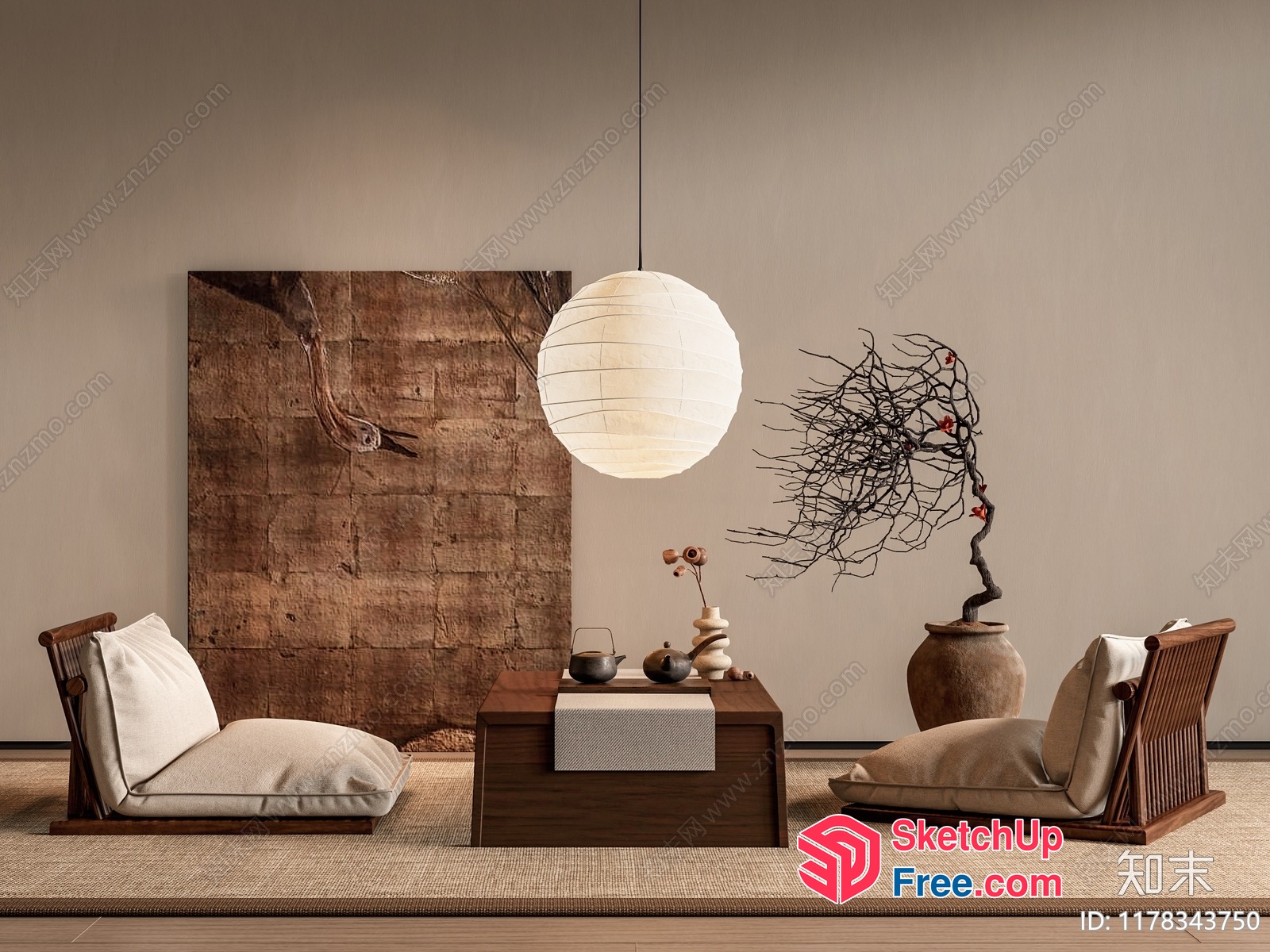 Elegant Japanese-Style Interior Design 3D SketchUp File
