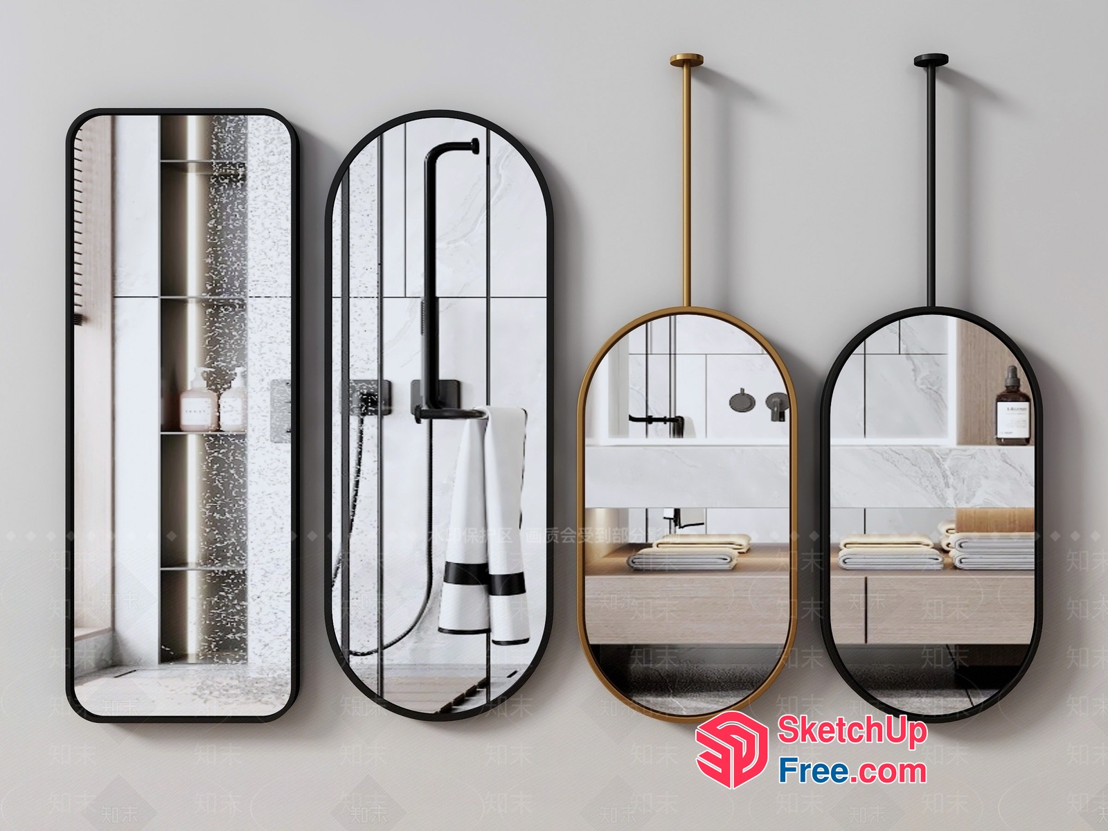 Modern Bathroom Decorative Mirrors 3D SketchUp File