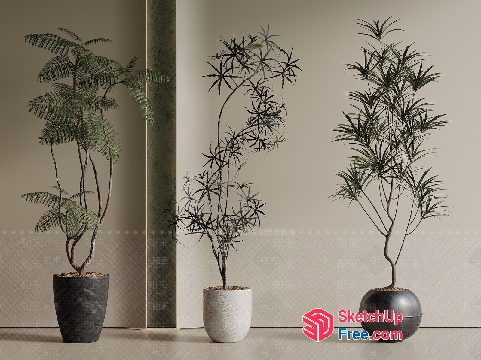 Elegant Potted Plants In A Modern Setting 3D SketchUp File