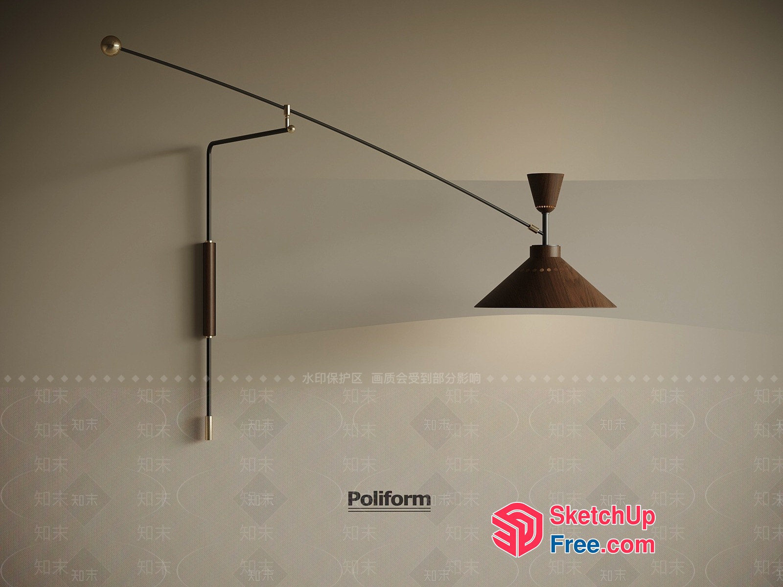 Poliform Modern Suspension Light Fixture 3D SketchUp File