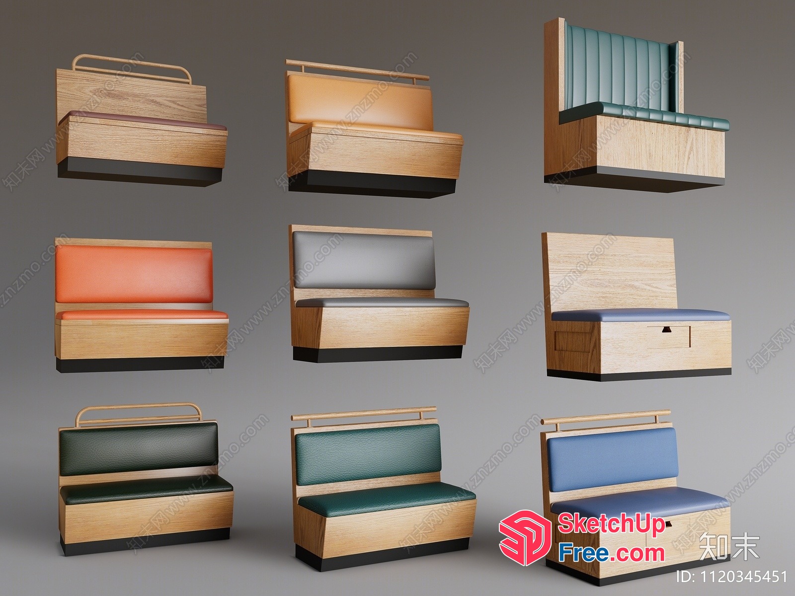 3D Models Of Various Types Of Benches And Booths 3D SketchUp File