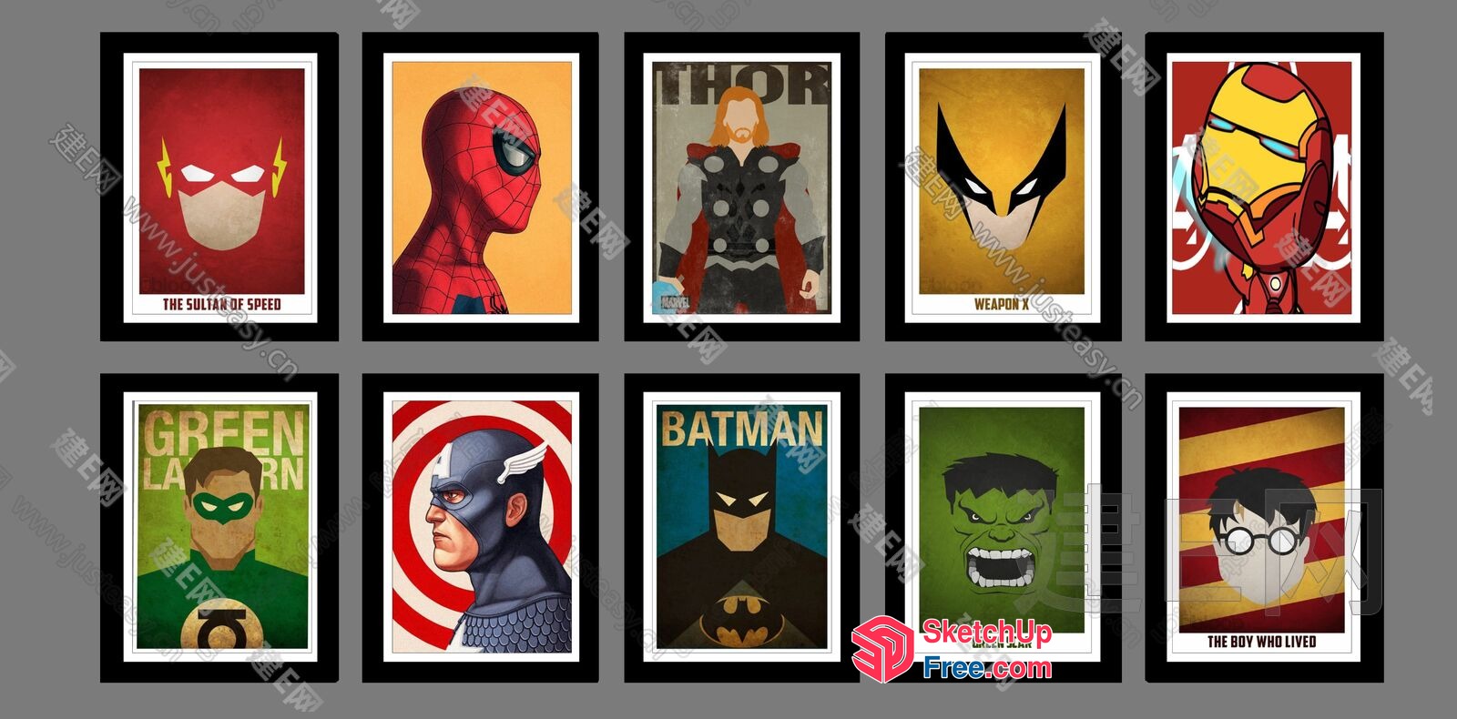 Marvel And Dc Superhero Character Portraits 3D SketchUp File