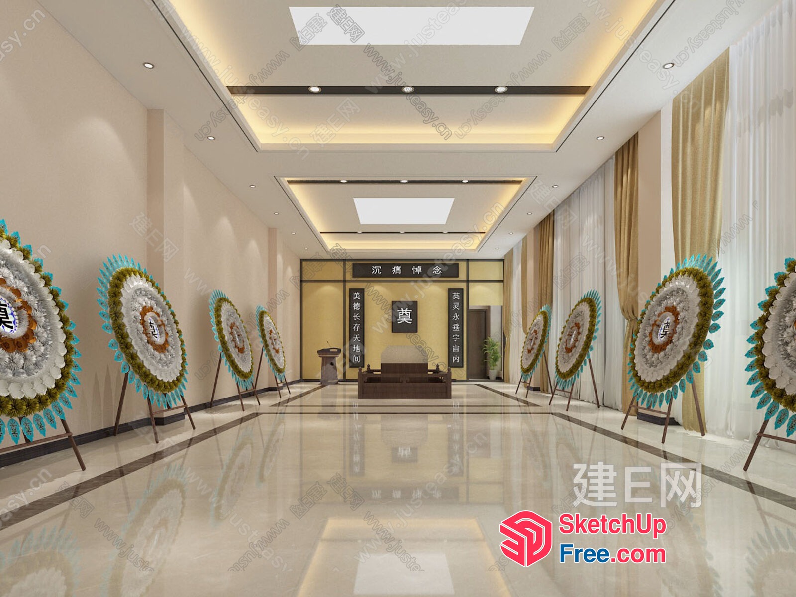 Chinese-Inspired Modern Hallway 3D SketchUp File