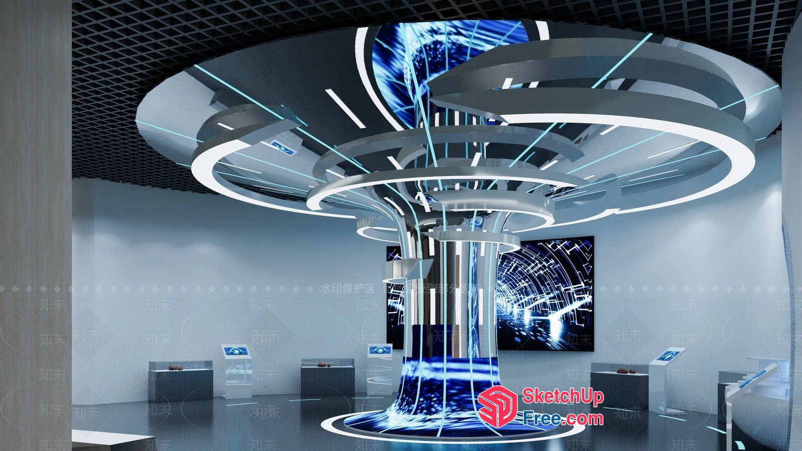 Futuristic Digital Art Gallery 3D SketchUp File