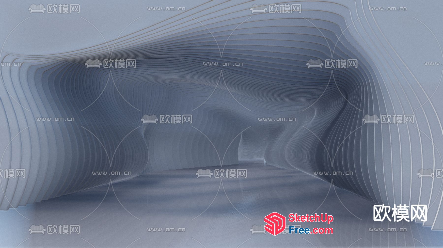 Serene Wave-Inspired Interior Design 3D SketchUp File
