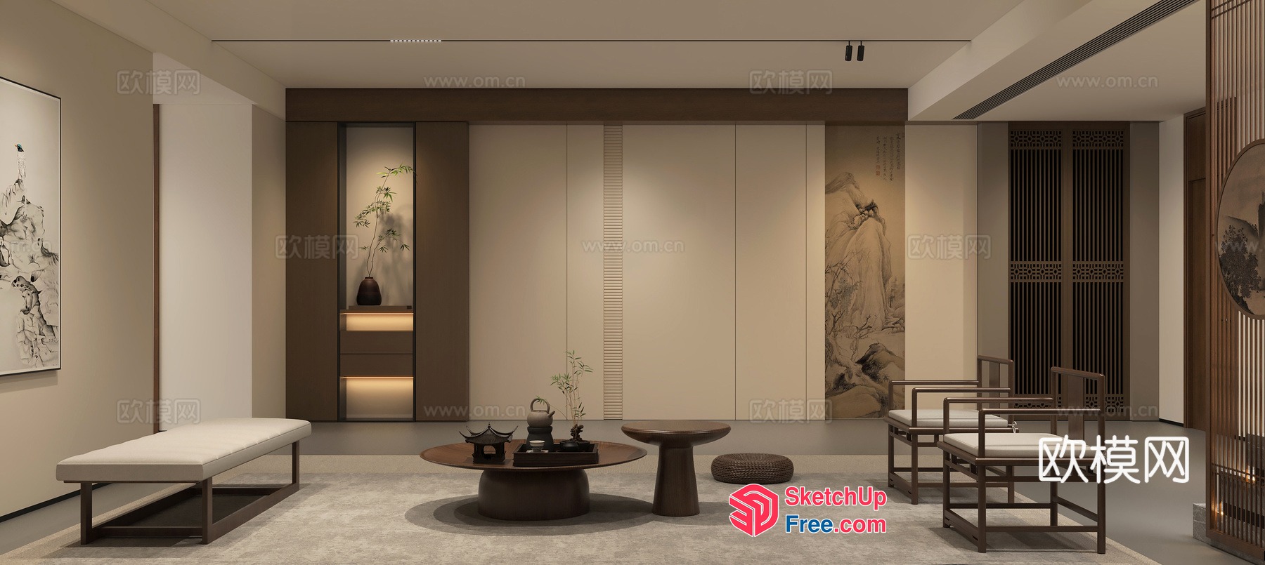 Elegant And Sophisticated Modern Chinese Style Interior 3D SketchUp File