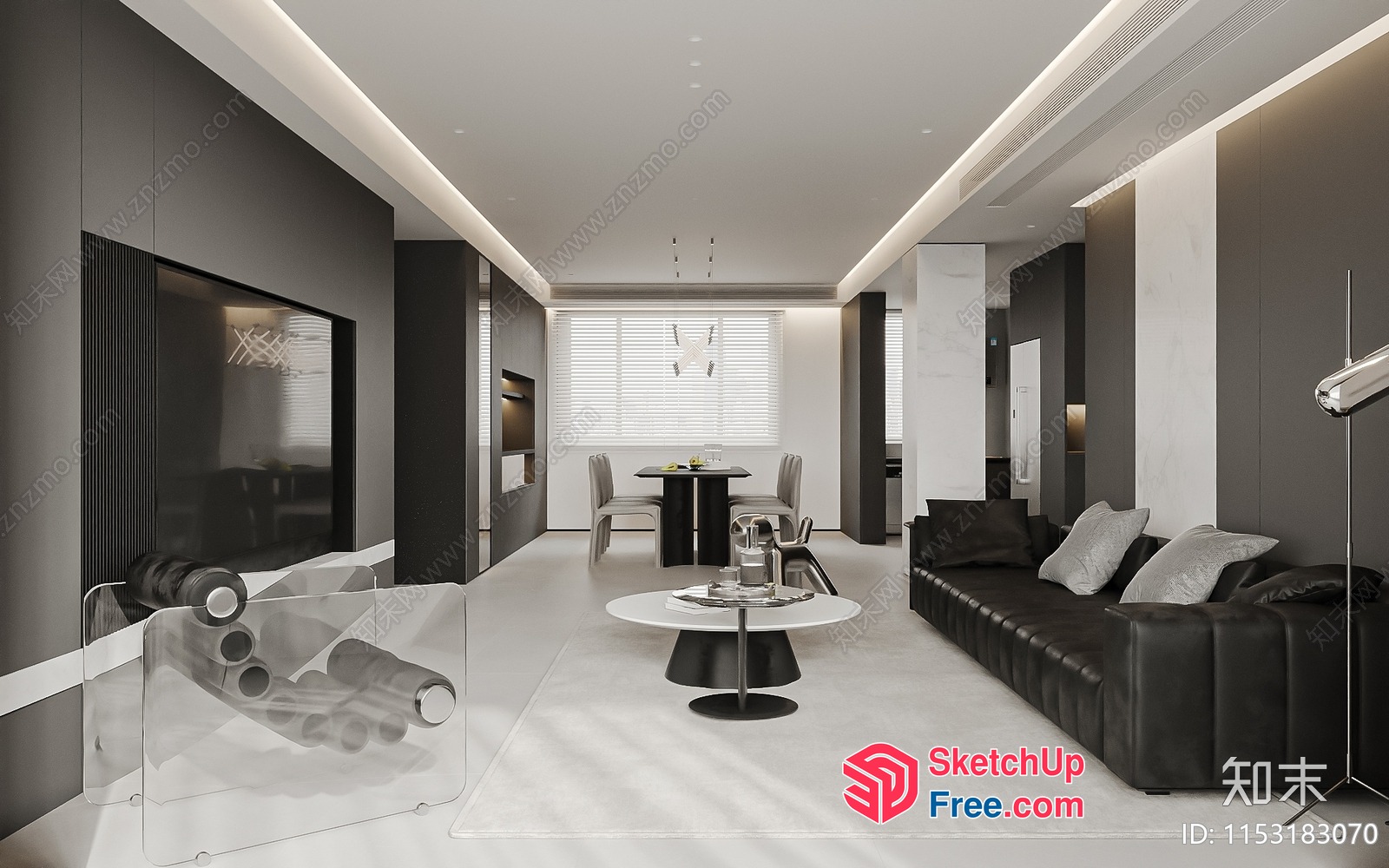 Modern Minimalist Living Room With Sleek Furniture And Neutral Tones 3D SketchUp File