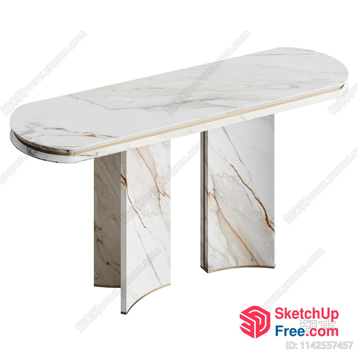 Marble Console Table With Gold Accents 3D SketchUp File