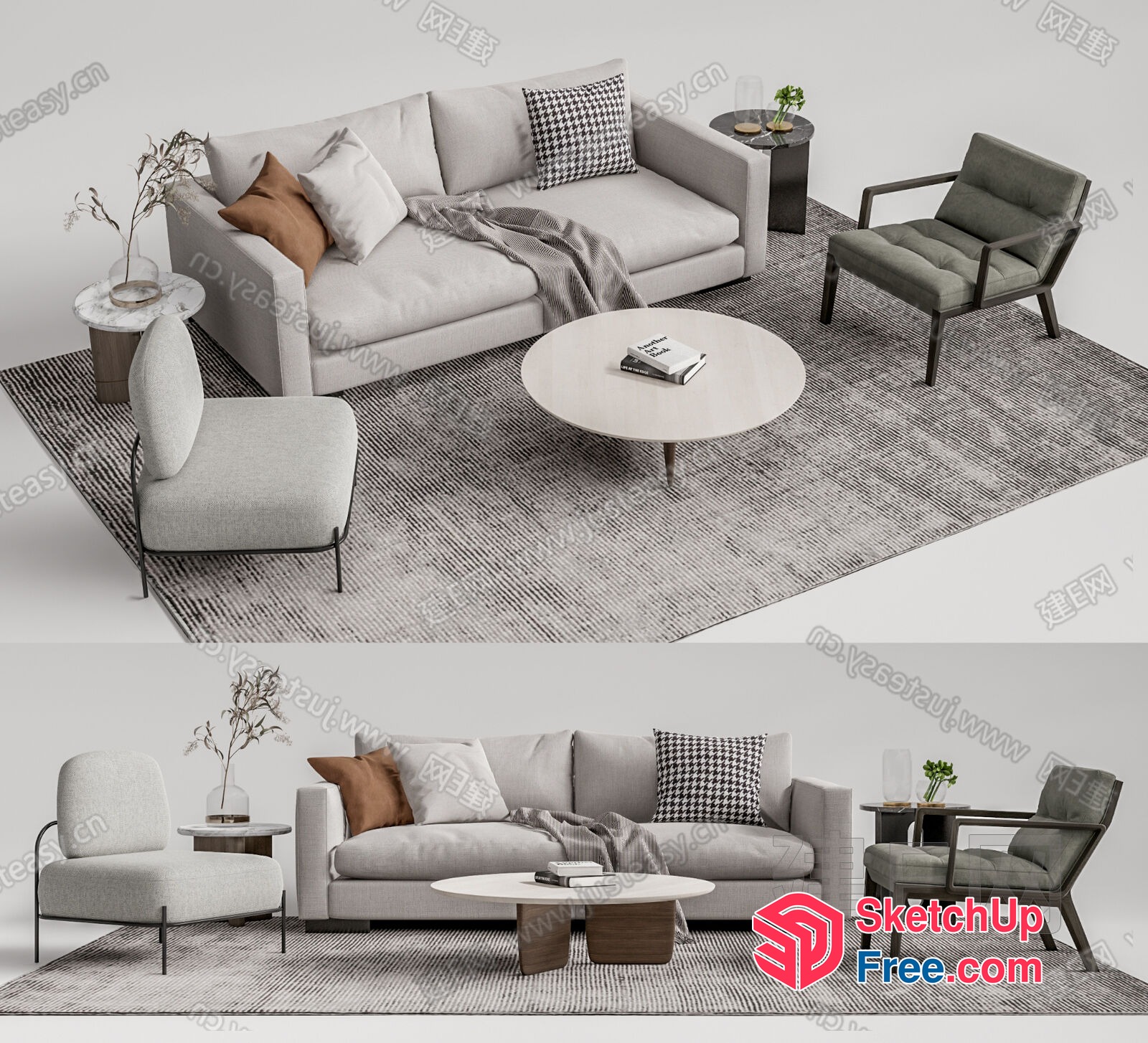 Modern Minimalist Living Room Furniture Set 3D SketchUp File