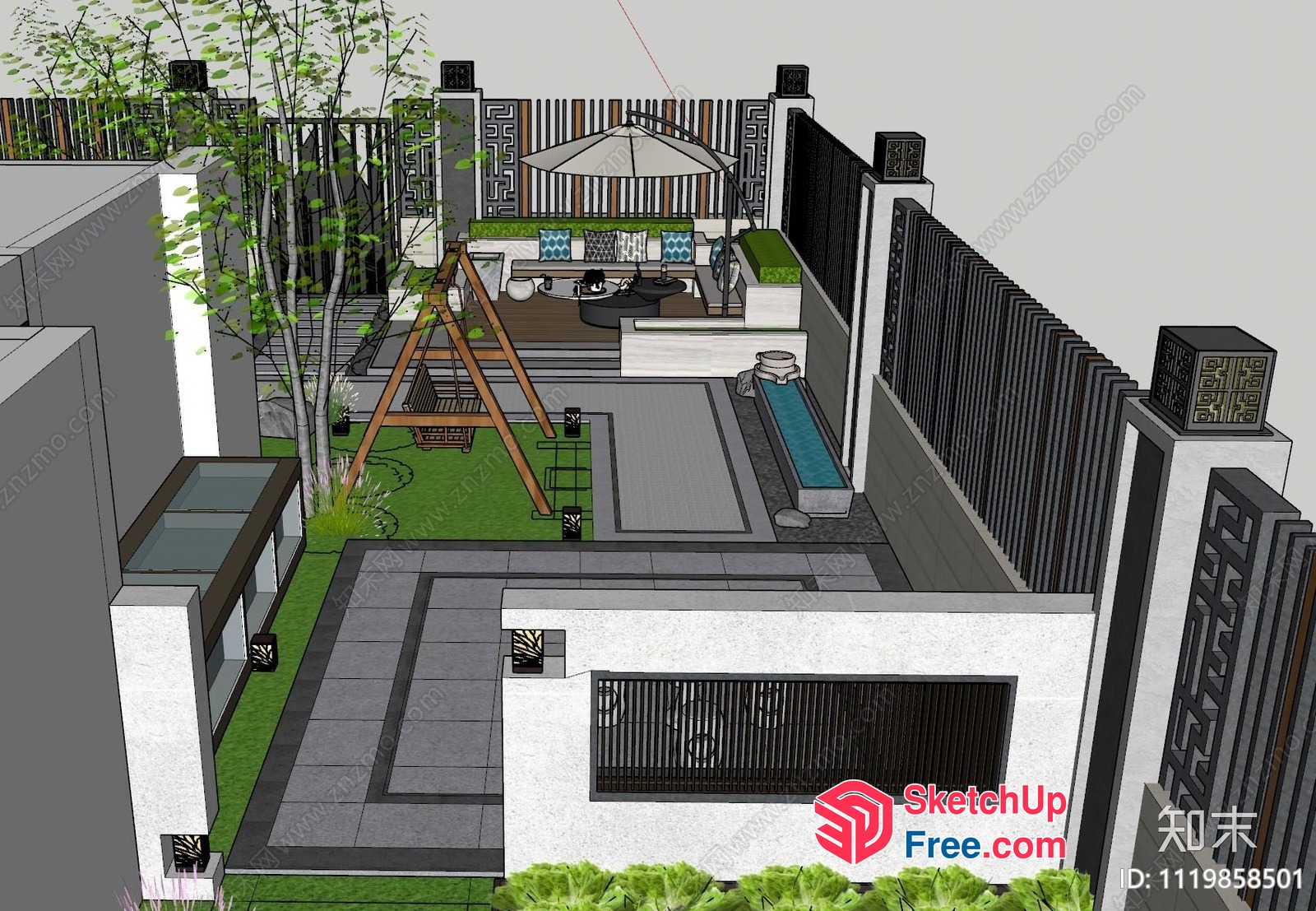 Modern Minimalist Outdoor Living Space 3D SketchUp File