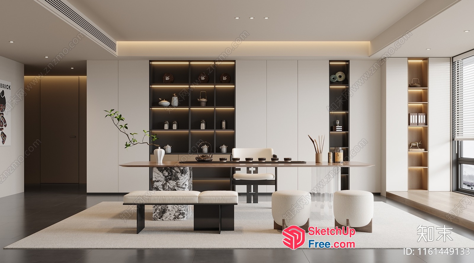Modern Minimalist Office Space With Natural Light 3D SketchUp File