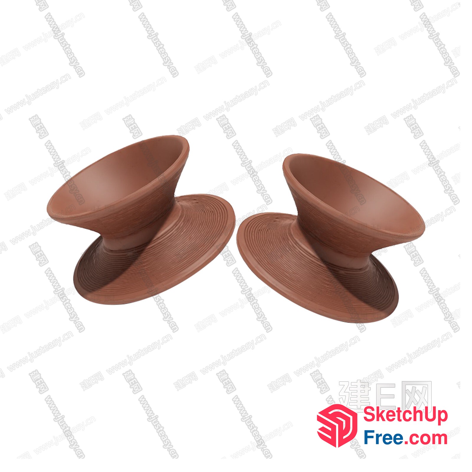 Two Brown Ceramic Objects 3D SketchUp File