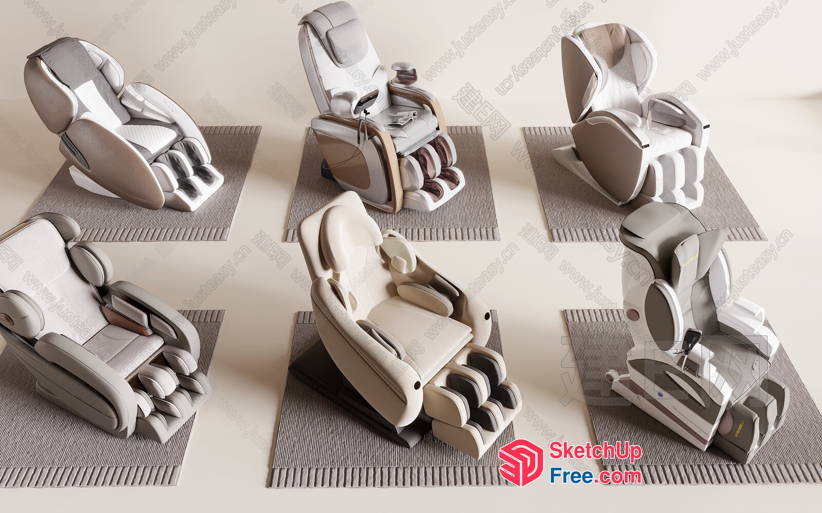 Luxury Massage Chairs In Neutral Tones 3D SketchUp File