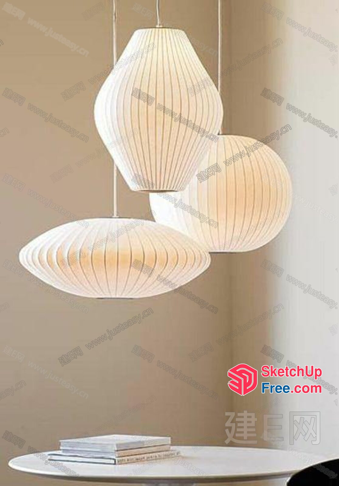 Elegant White Hanging Lights With Unique Shapes 3D SketchUp File