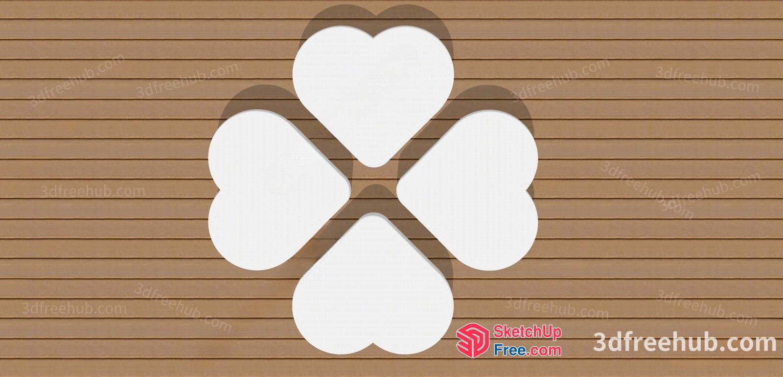 White Heart-Shaped Design On A Brown Background 3D SketchUp File