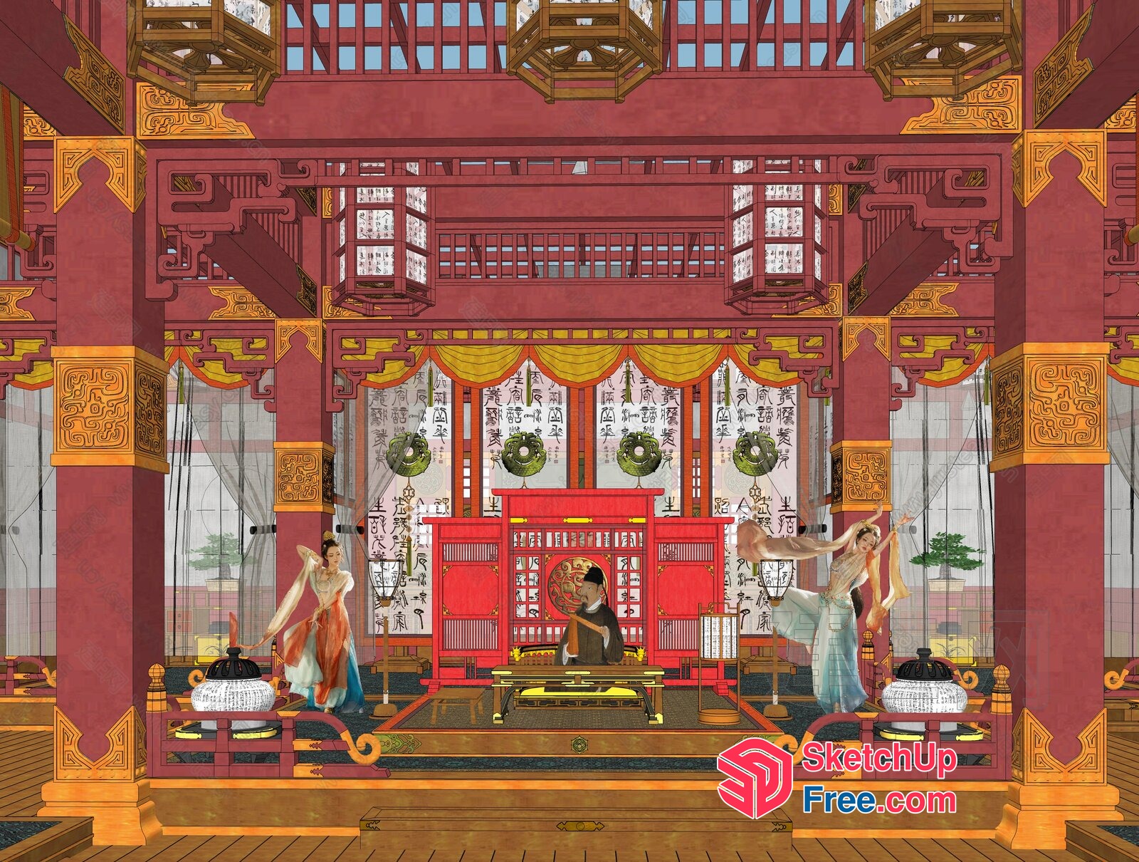 Traditional Chinese Interior Design 3D SketchUp File