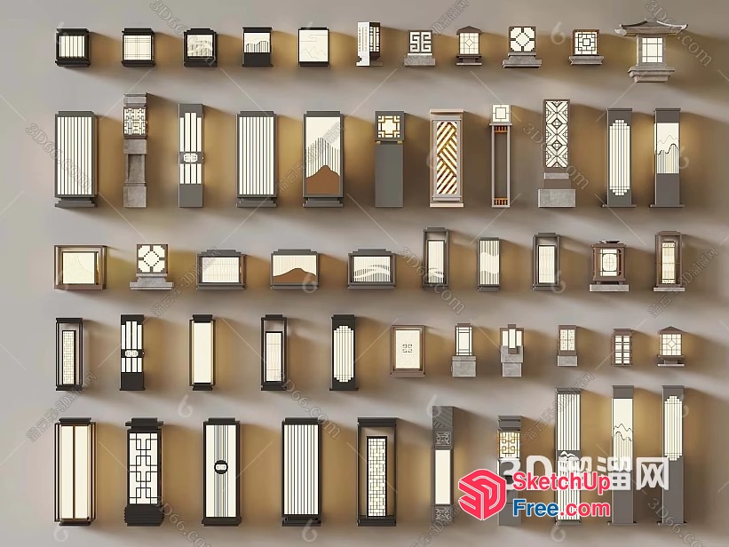 Asian-Inspired Door And Window Designs 3D SketchUp File