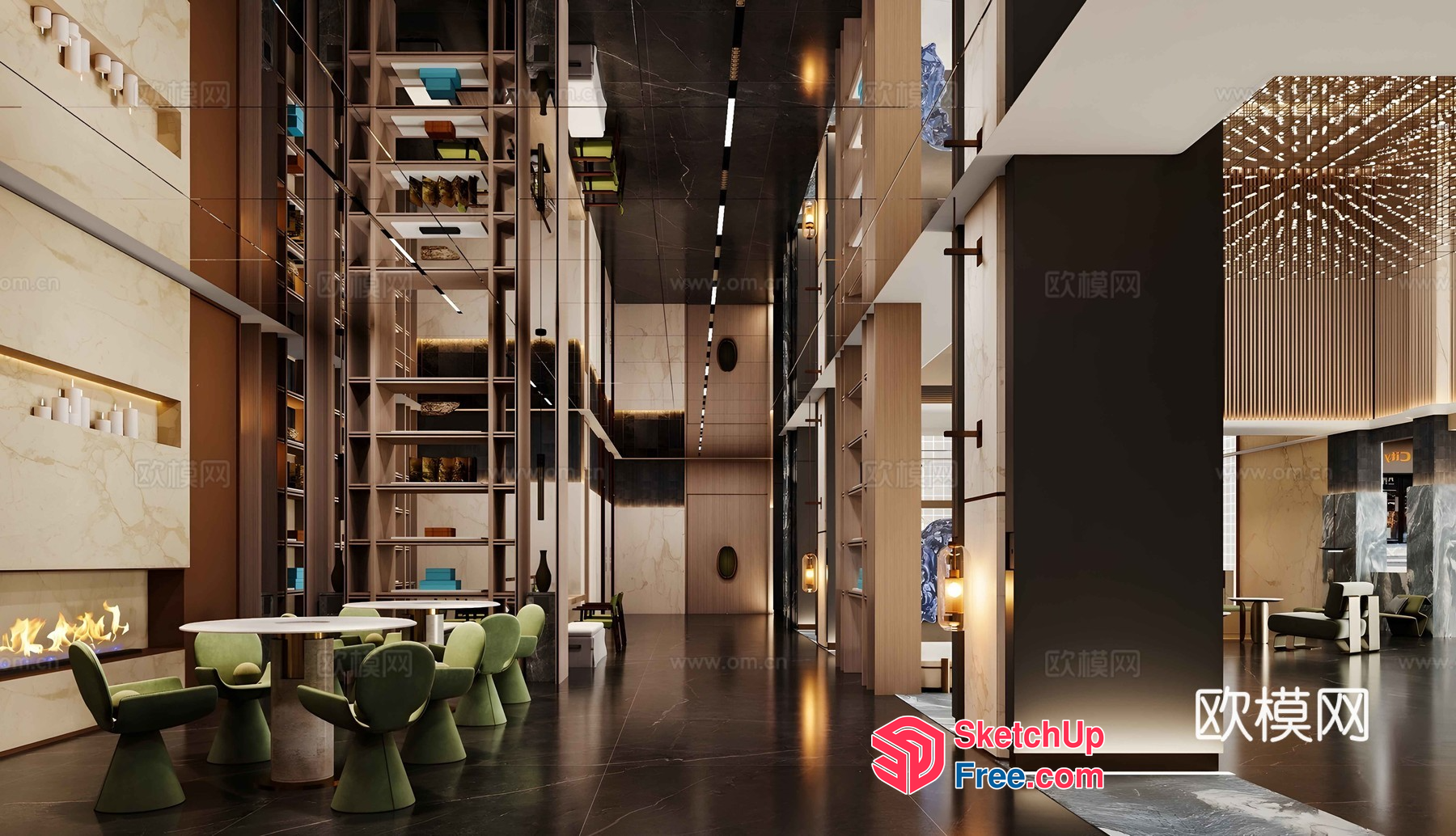 Modern Luxury Interior Design Showcasing Elegant Staircase 3D SketchUp File