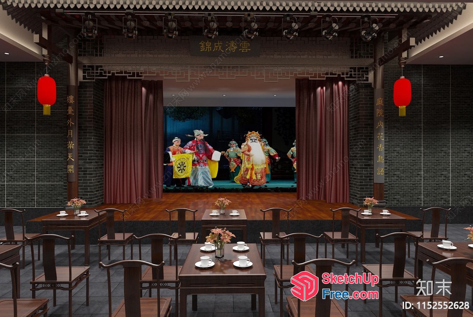 Traditional Chinese Stage Performance Venue 3D SketchUp File