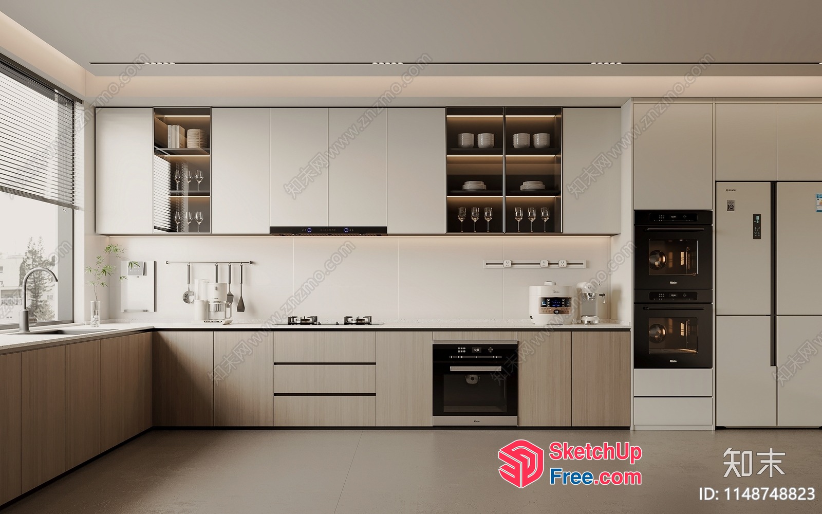 Modern Kitchen With Sleek White And Wood Accents 3D SketchUp File