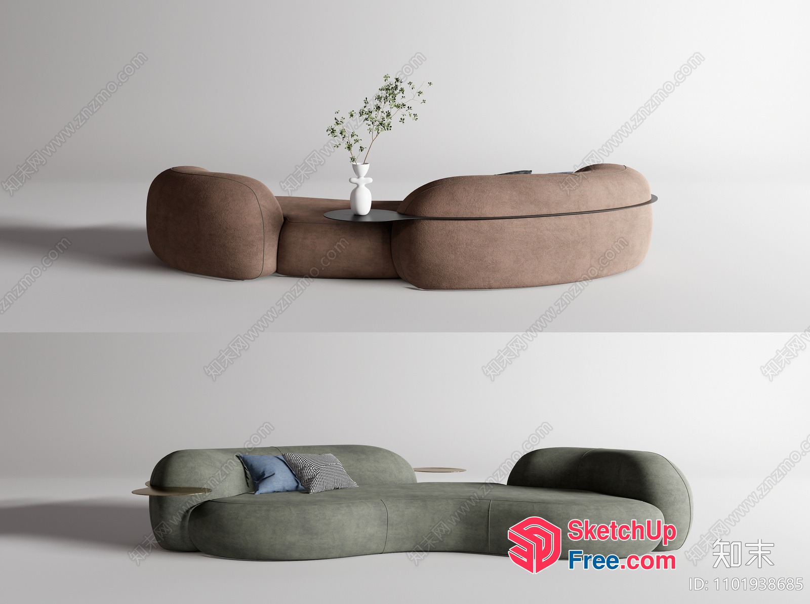 Minimalist Modern Sofa And Coffee Table Set 3D SketchUp File