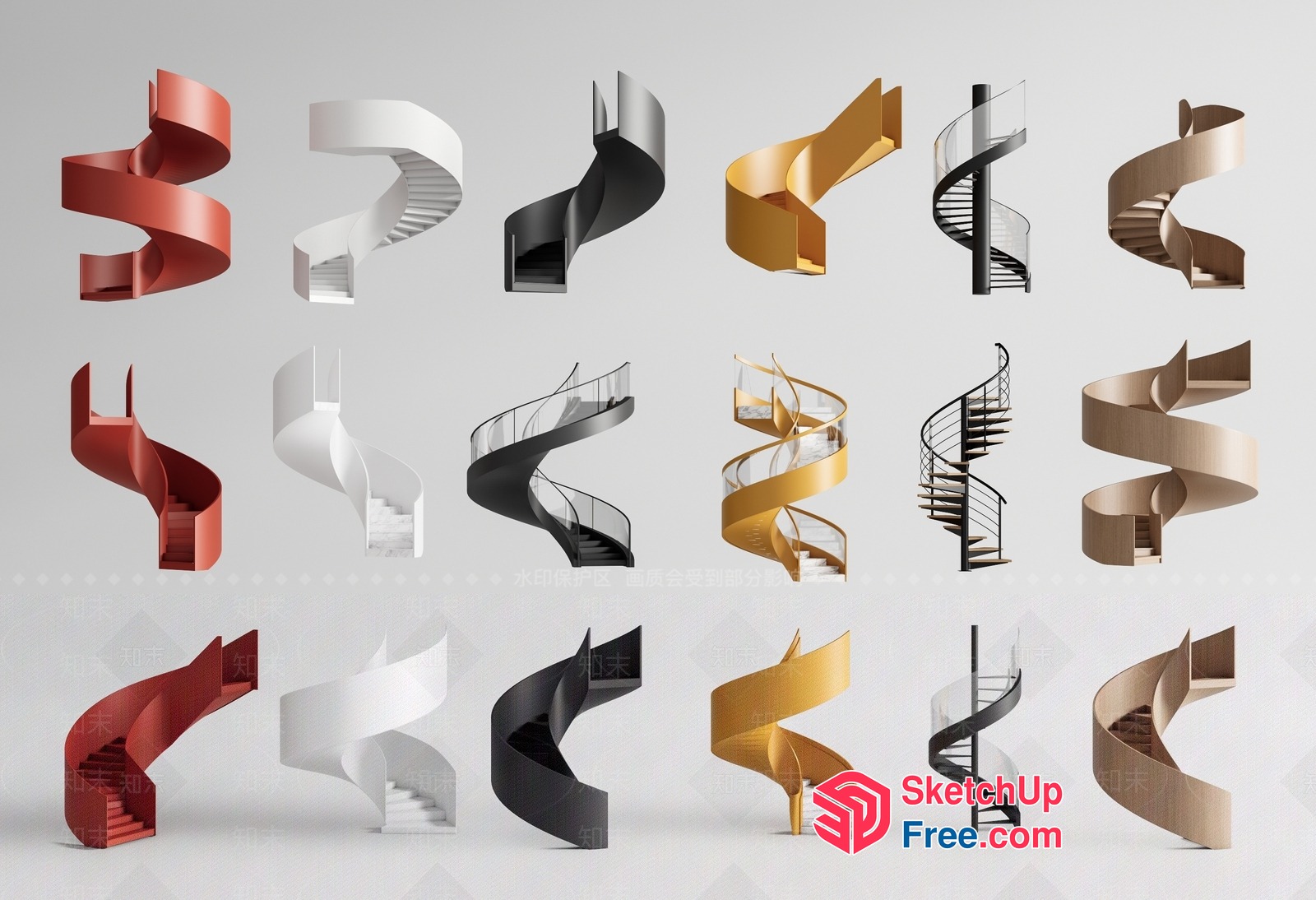 Modern Spiral Staircase Designs 3D SketchUp File
