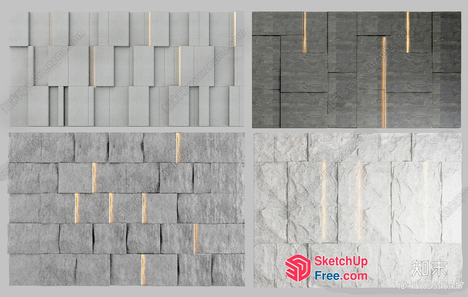 Modern Stone Wall Design With Subtle Accent Lighting 3D SketchUp File