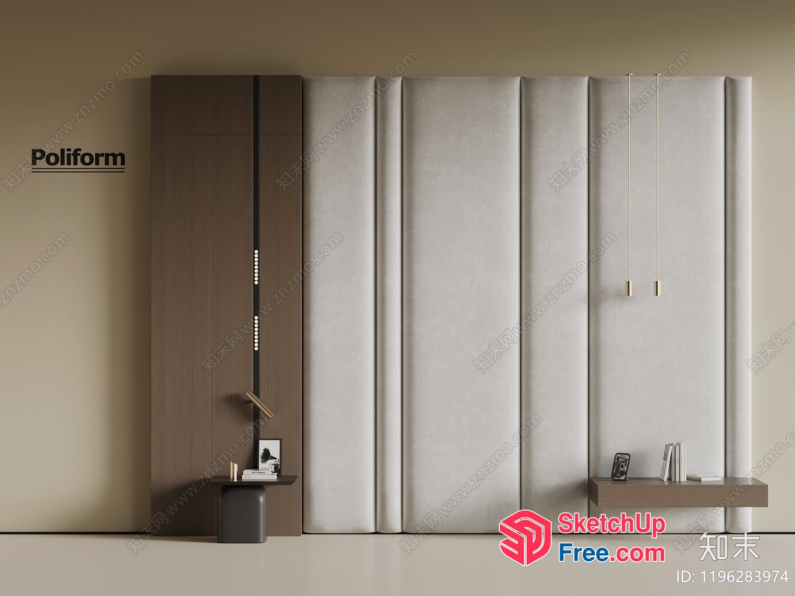 Elegant Partition Screen With Modern Furniture 3D SketchUp File