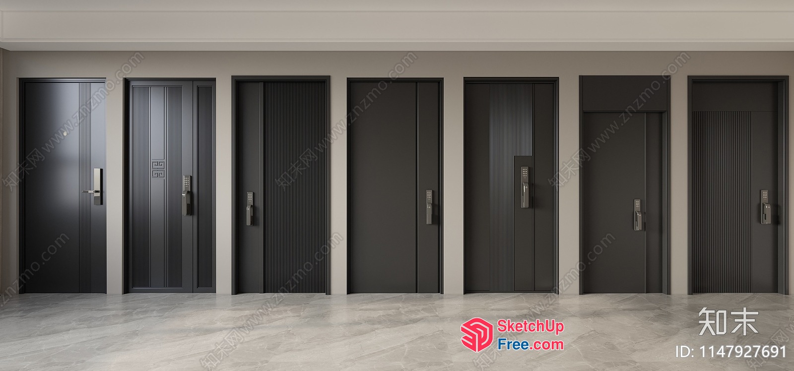 Modern Elevator Doors In A Sleek, Neutral Setting 3D SketchUp File