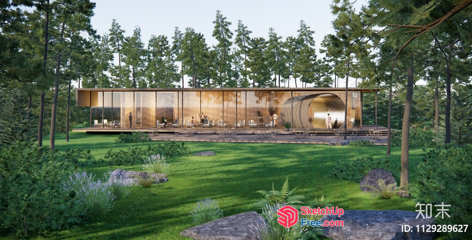 Modern Glass-Walled Villa In A Serene Forest Setting 3D SketchUp File