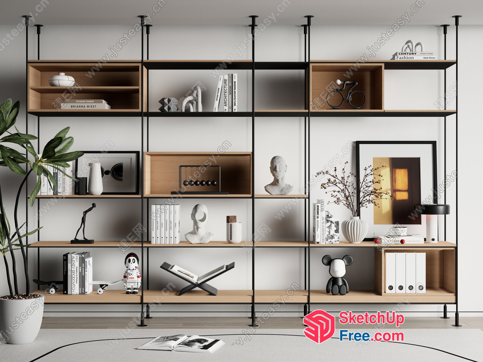 Modern Minimalist Bookcase And Shelf Unit 3D SketchUp File