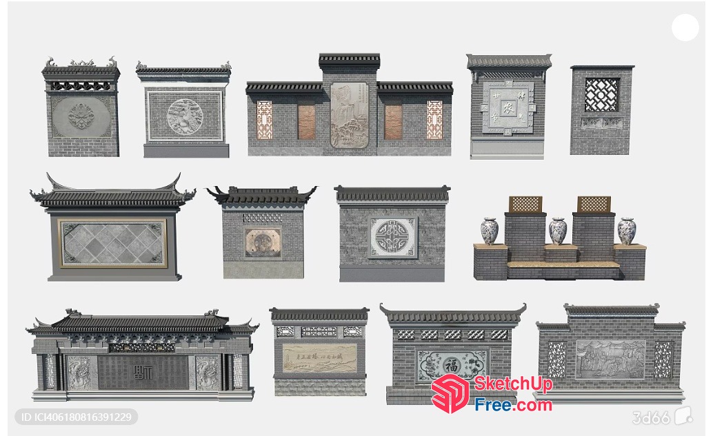 Traditional Chinese Architecture Elements 3D SketchUp File