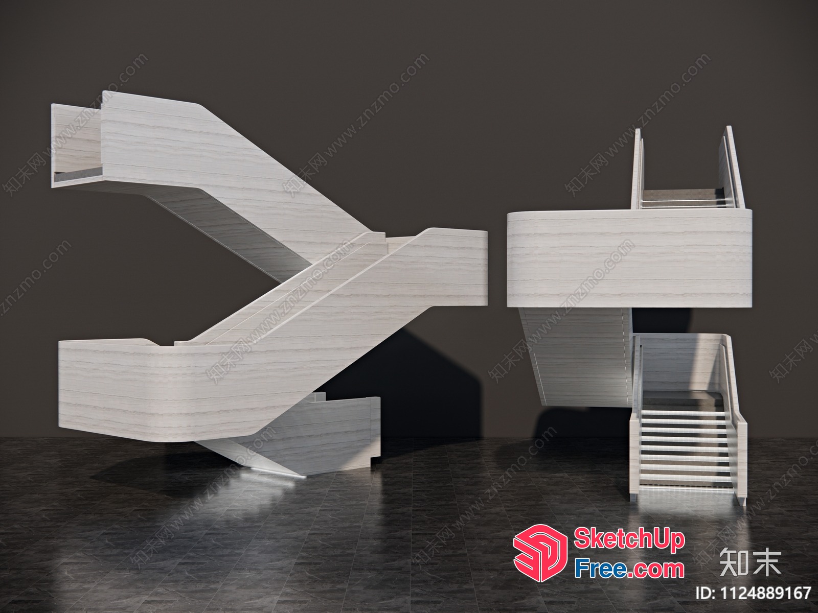 Abstract Geometric Staircase Design 3D SketchUp File