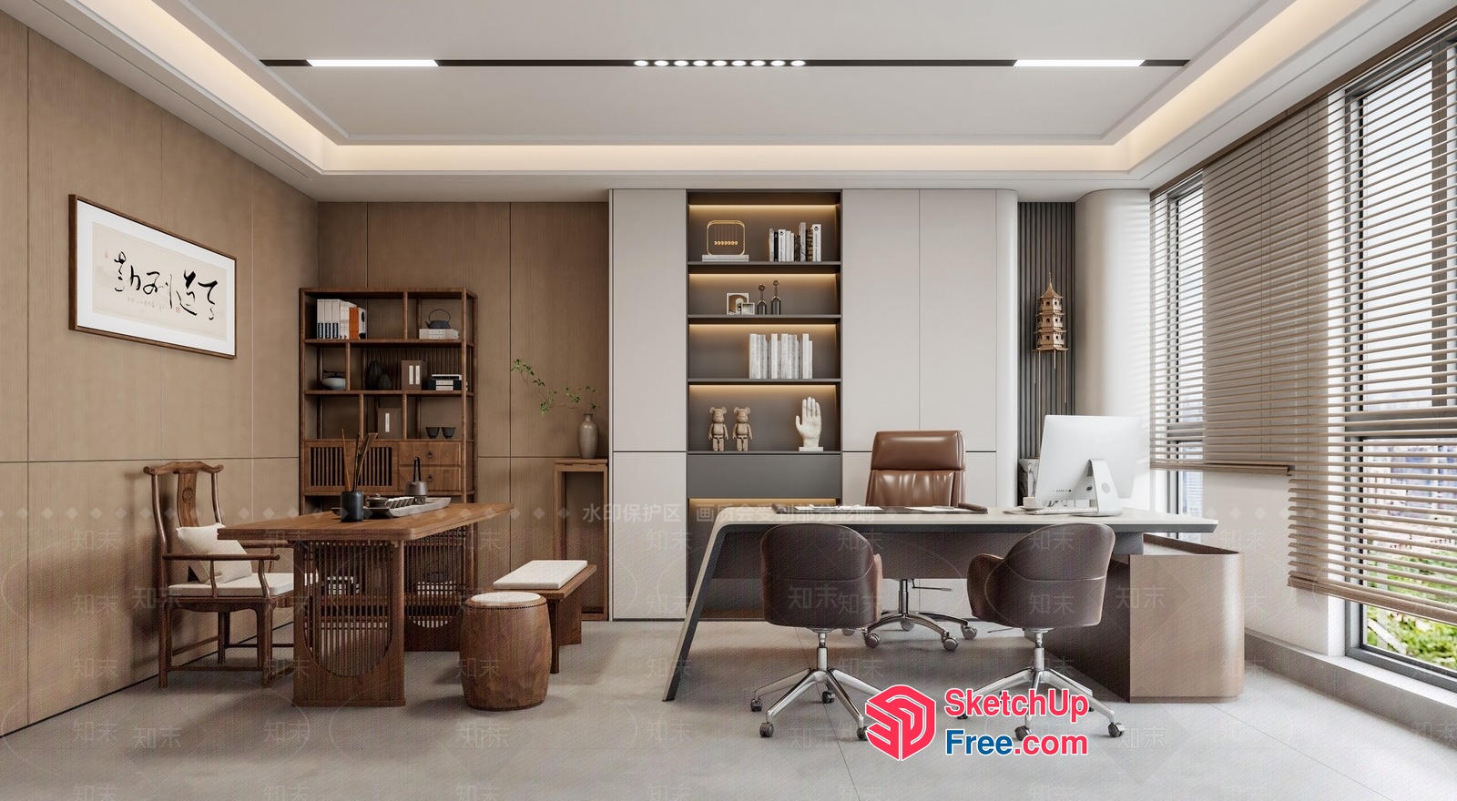 Modern Office Interior Design With Natural Elements 3D SketchUp File