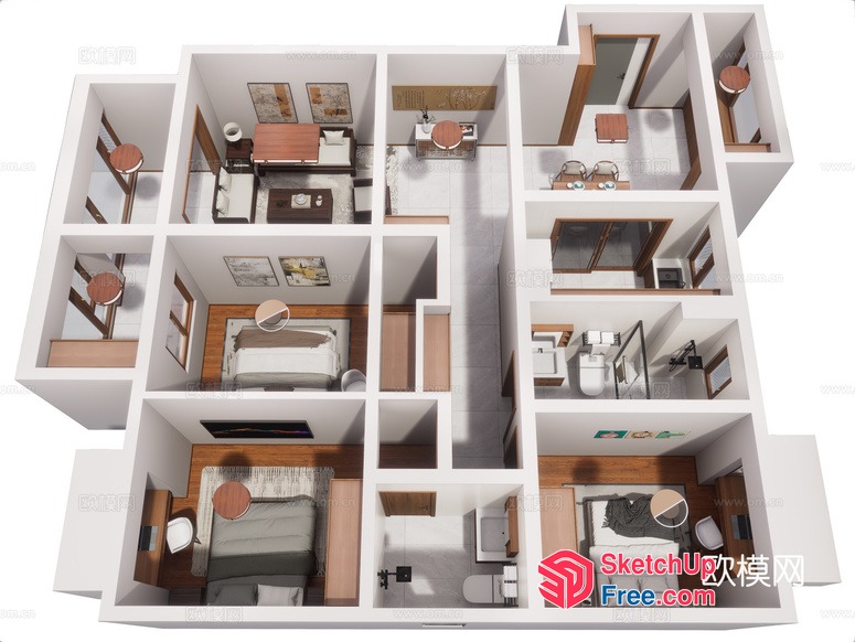 3D Interior Model Of A Modern Home 3D SketchUp File