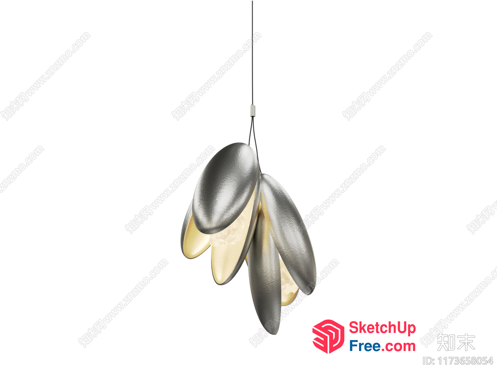 Hanging Leaf-Shaped Pendant Light Fixture 3D SketchUp File