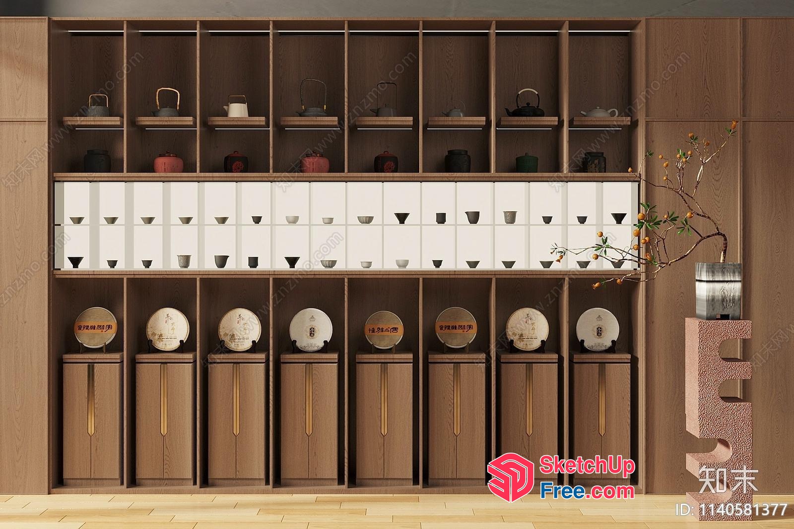 Traditional Japanese Decorated Tea Room Interior 3D SketchUp File