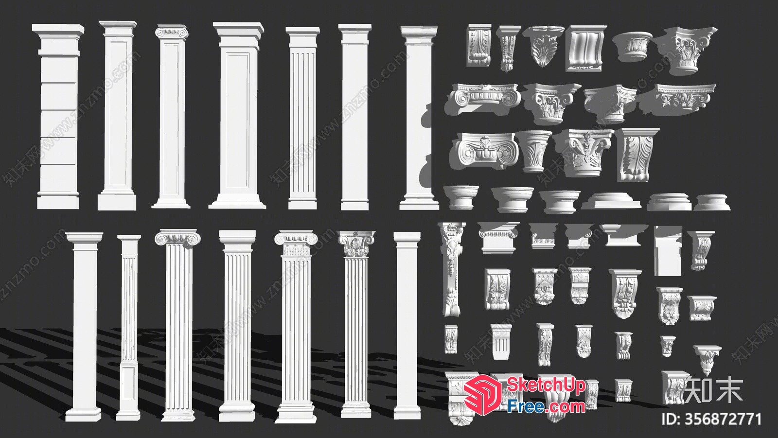 Ornate Pillars And Decorative Elements 3D SketchUp File