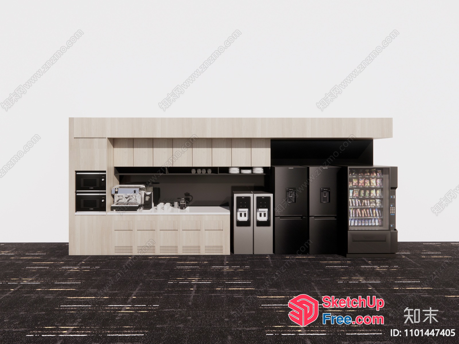 Modern Kitchen And Snack Bar Interior 3D SketchUp File