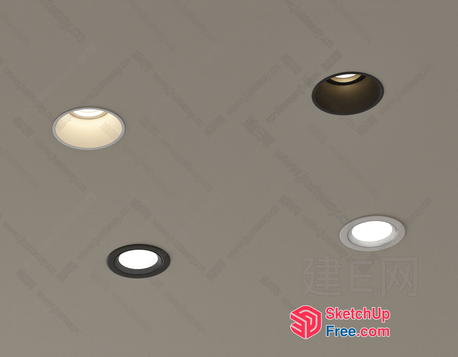 Round Ceiling Lights With Various Shades And Styles 3D SketchUp File