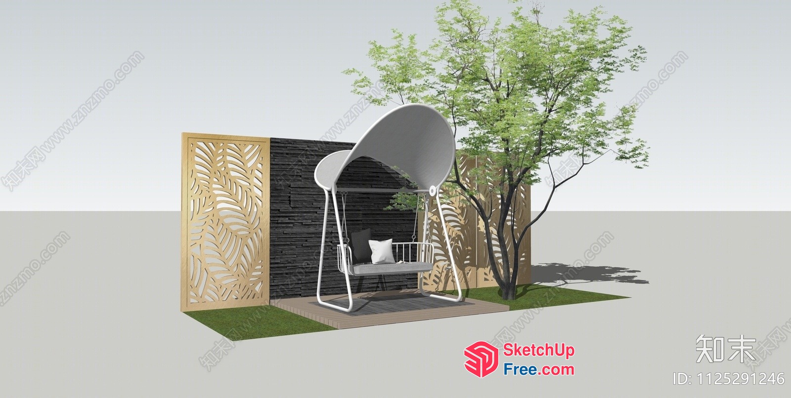 Exterior Swing Chair With Canopy And Tree 3D SketchUp File