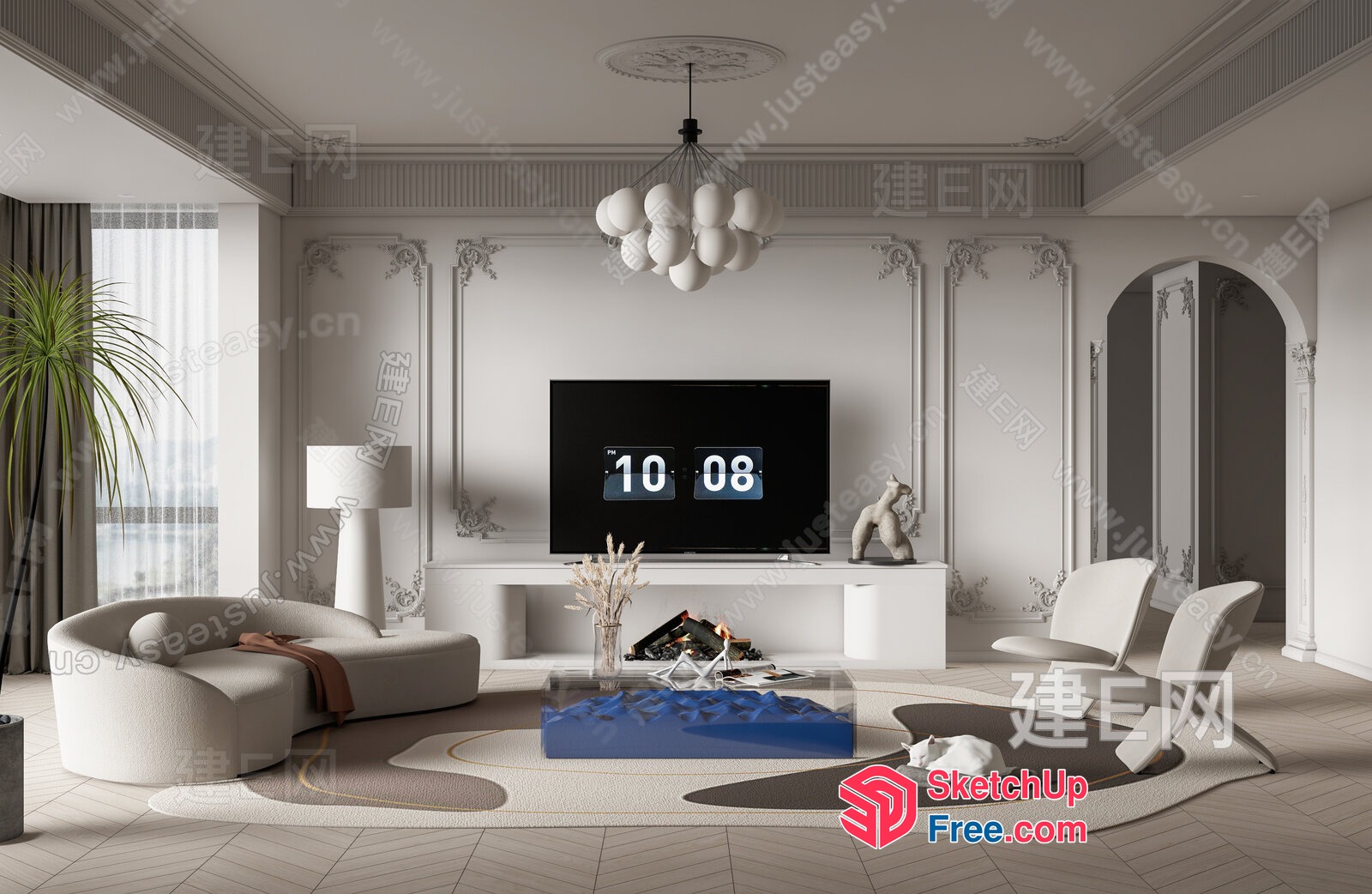 Modern Living Room With Elegant Tv Stand And Comfortable Seating 3D SketchUp File