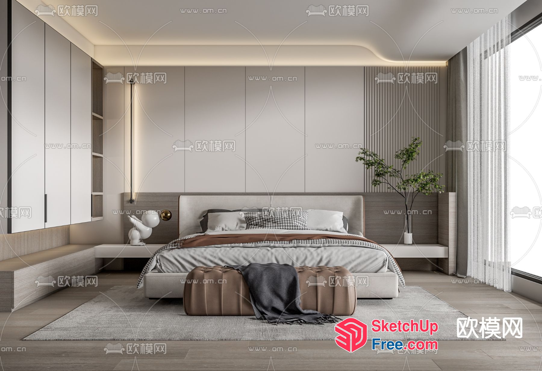 Minimalist European Style Bedroom Interior 3D SketchUp File