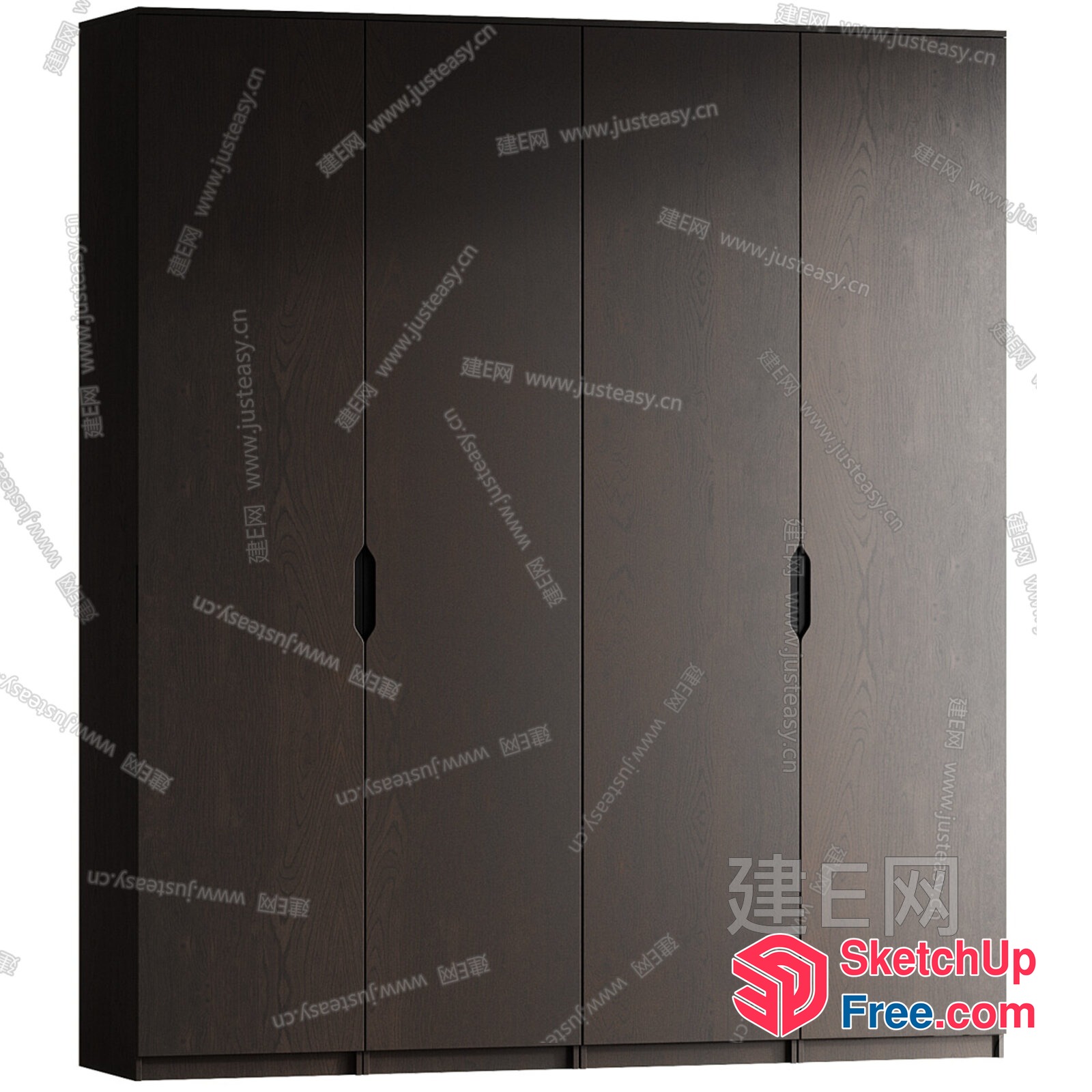 Wooden Wardrobe With Four Doors 3D SketchUp File