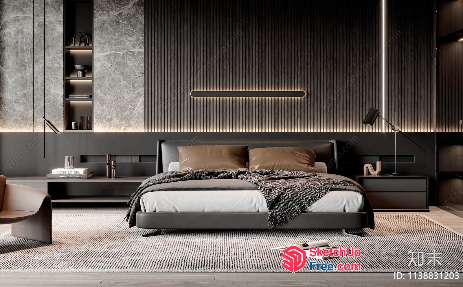 Modern Minimalist Bedroom Design With Sleek Furniture And Neutral Color Scheme 3D SketchUp File