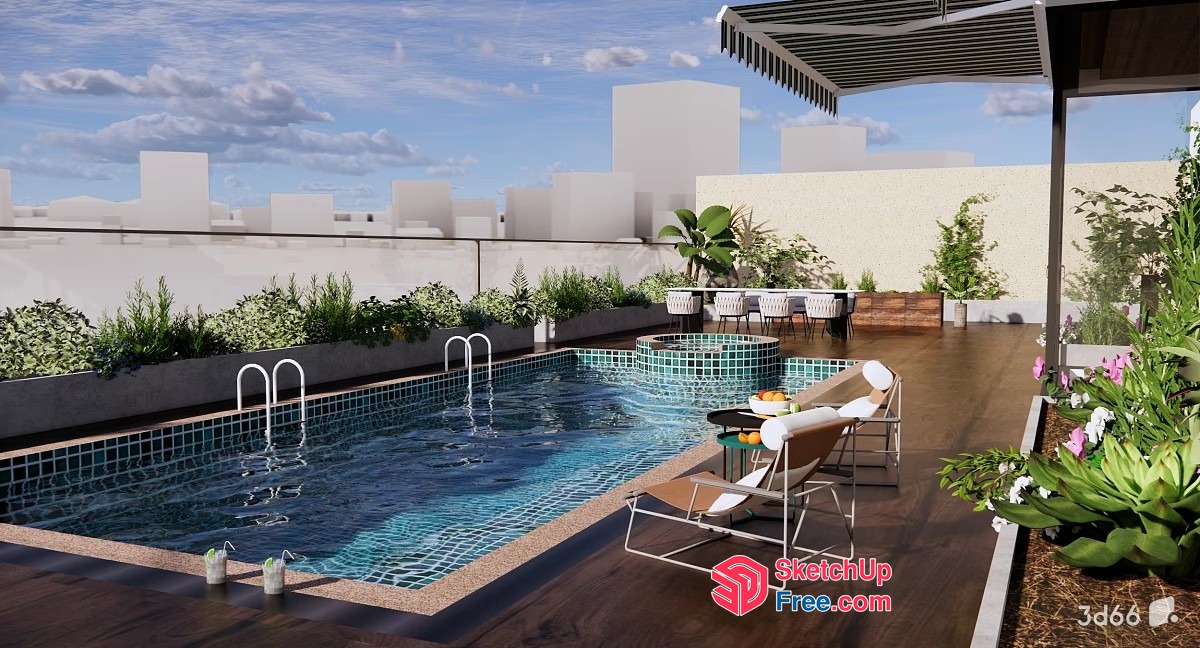 Rooftop Poolside Lounge 3D SketchUp File
