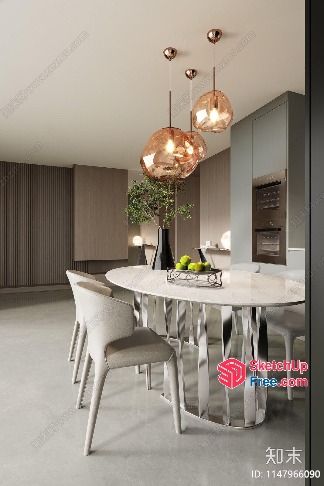 Sleek Modern Dining Room Interior 3D SketchUp File
