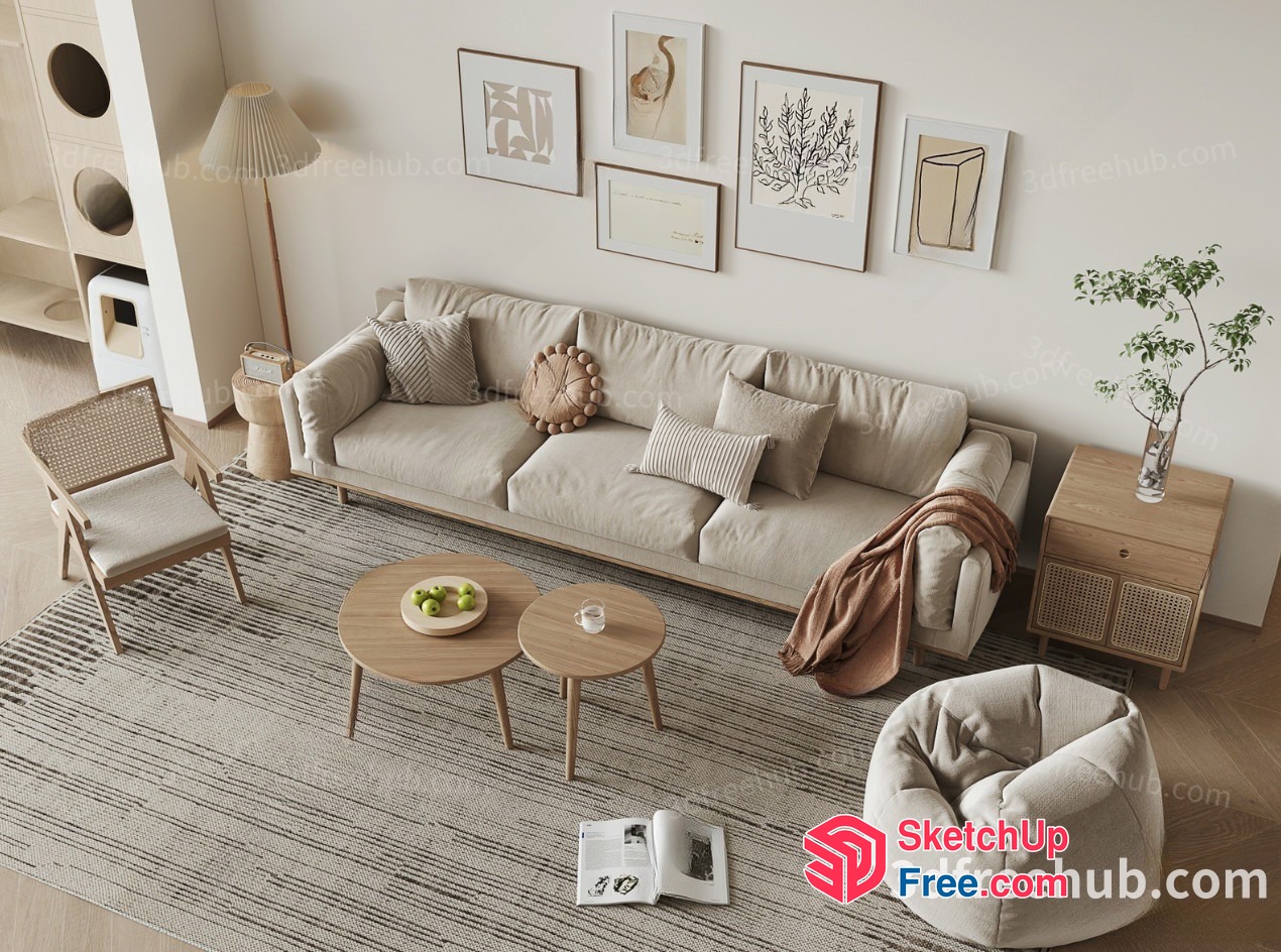 Minimalist Scandinavian Living Room Decor 3D SketchUp File