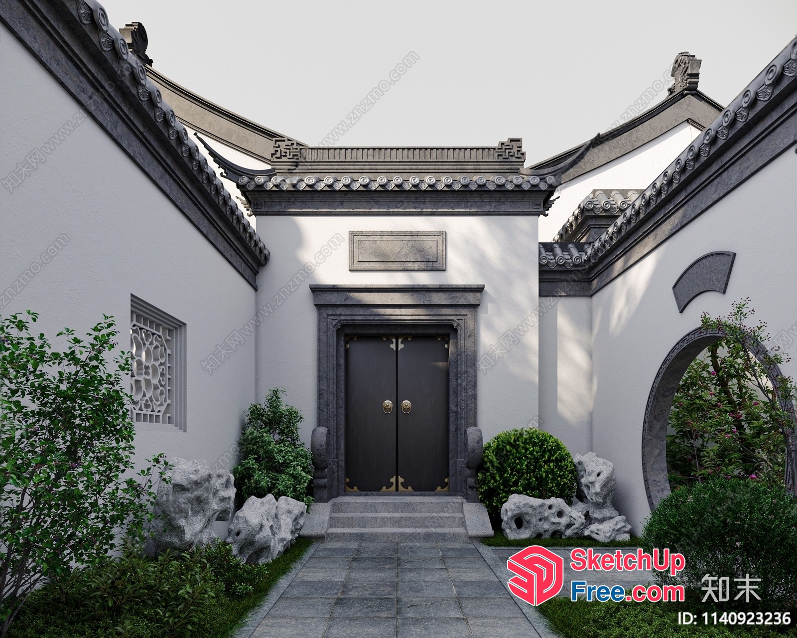 Traditional Asian Style Exterior Entrance 3D SketchUp File